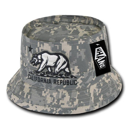 Whang California Bear Bucket Hats Caps Cotton Unconstructed-ACU-S/M-