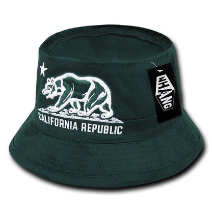 Whang California Bear Bucket Hats Caps Cotton Unconstructed-Forest-S/M-