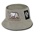 Whang California Bear Bucket Hats Caps Cotton Unconstructed-Khaki-S/M-