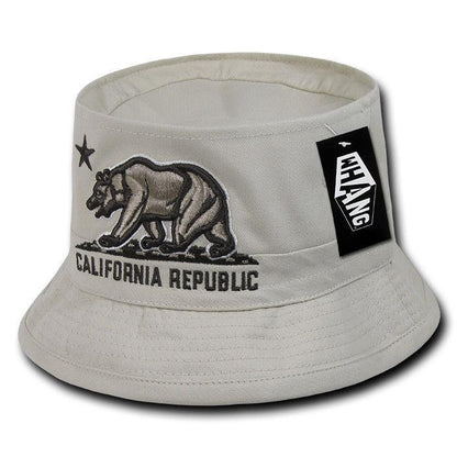 Whang California Bear Bucket Hats Caps Cotton Unconstructed-Stone-S/M-