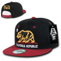 Whang California Cali Republic Bear Flat Bill Retro 3D Snapback Caps Hats Unisex-Black / Cardinal-