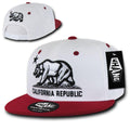 Whang California Cali Republic Bear Flat Bill Retro 3D Snapback Caps Hats Unisex-Black/Cardinal-