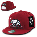 Whang California Cali Republic Bear Flat Bill Retro 3D Snapback Caps Hats Unisex-Cardinal-