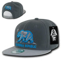 Whang California Cali Republic Bear Flat Bill Retro 3D Snapback Caps Hats Unisex-Charcoal / Grey-