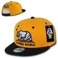 Whang California Cali Republic Bear Flat Bill Retro 3D Snapback Caps Hats Unisex-Gold / Black-