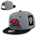 Whang California Cali Republic Bear Flat Bill Retro 3D Snapback Caps Hats Unisex-Grey / Black-