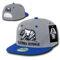 Whang California Cali Republic Bear Flat Bill Retro 3D Snapback Caps Hats Unisex-Grey / Royal-