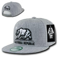 Whang California Cali Republic Bear Flat Bill Retro 3D Snapback Caps Hats Unisex-Heather Grey-