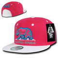 Whang California Cali Republic Bear Flat Bill Retro 3D Snapback Caps Hats Unisex-Hot Pink / White-