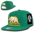 Whang California Cali Republic Bear Flat Bill Retro 3D Snapback Caps Hats Unisex-Kelly-