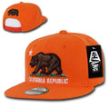 Whang California Cali Republic Bear Flat Bill Retro 3D Snapback Caps Hats Unisex-Orange-