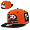 Whang California Cali Republic Bear Flat Bill Retro 3D Snapback Caps Hats Unisex-Orange / Black-