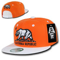 Whang California Cali Republic Bear Flat Bill Retro 3D Snapback Caps Hats Unisex-Orange / White-