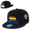 Whang California Cali Republic Bear Flat Bill Retro 3D Snapback Caps Hats Unisex-Rainbow-