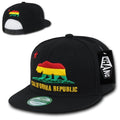 Whang California Cali Republic Bear Flat Bill Retro 3D Snapback Caps Hats Unisex-Rasta 3-
