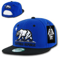 Whang California Cali Republic Bear Flat Bill Retro 3D Snapback Caps Hats Unisex-Royal / Black-