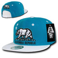 Whang California Cali Republic Bear Flat Bill Retro 3D Snapback Caps Hats Unisex-Teal / White-