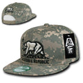 Whang California Cali Republic Bear Flat Bill Retro 3D Snapback Caps Hats Unisex-Universal Digital (ACU)-