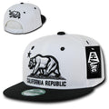 Whang California Cali Republic Bear Flat Bill Retro 3D Snapback Caps Hats Unisex-White / Black-