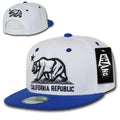 Whang California Cali Republic Bear Flat Bill Retro 3D Snapback Caps Hats Unisex-White / Royal-