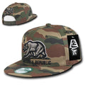 Whang California Cali Republic Bear Flat Bill Retro 3D Snapback Caps Hats Unisex-Woodland-