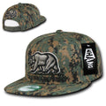 Whang California Cali Republic Bear Flat Bill Retro 3D Snapback Caps Hats Unisex-Woodland - Digital-