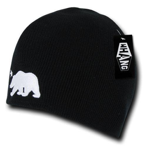 Whang California Cali Republic Bear Short Beanies Caps Hats Black Winter-
