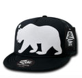 Whang California Cali Republic Bear Trucker Snapback Flat Bill Hats Caps-Black-