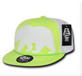 Whang California Cali Republic Bear Trucker Snapback Flat Bill Hats Caps-Neon Yellow-