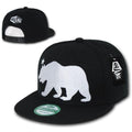 Whang California Cali Republic Monster Bear Flat Bill Snapback Hats Caps-Black-