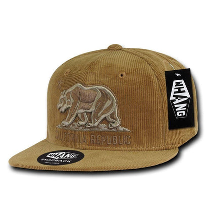 Whang California Corduroy Republic Monster Bear 6 Panel Snapback Caps Hats-Black-
