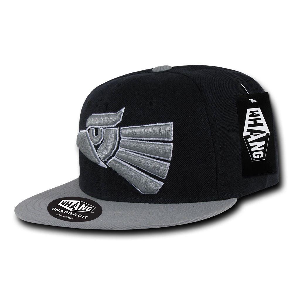 Whang Graphic Snapbacks Mexico Mexican Eagle 6 Panel Flat Bill Hats Caps-Black/Grey-