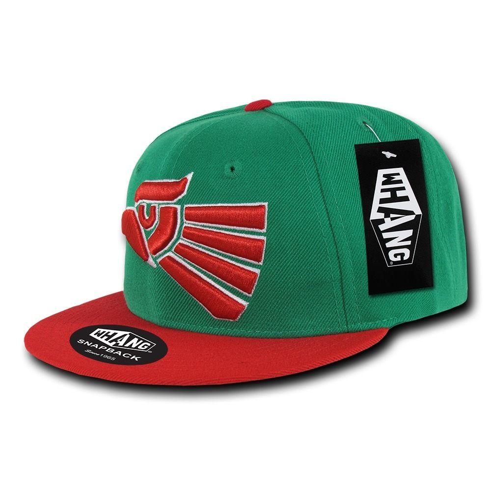 Whang Graphic Snapbacks Mexico Mexican Eagle 6 Panel Flat Bill Hats Caps-Black/Grey-