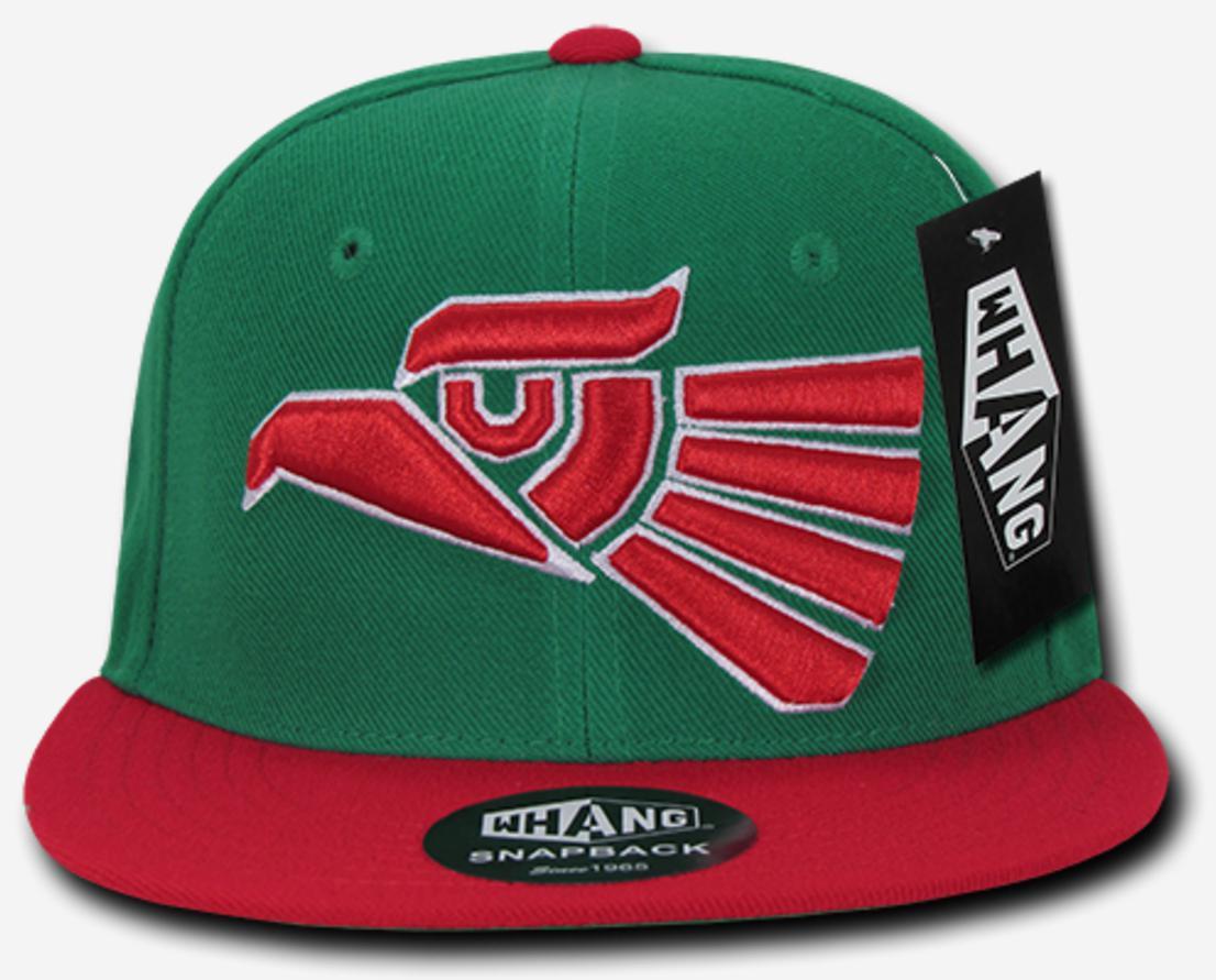Whang Graphic Snapbacks Mexico Mexican Eagle 6 Panel Flat Bill Hats Caps-Black/Grey-