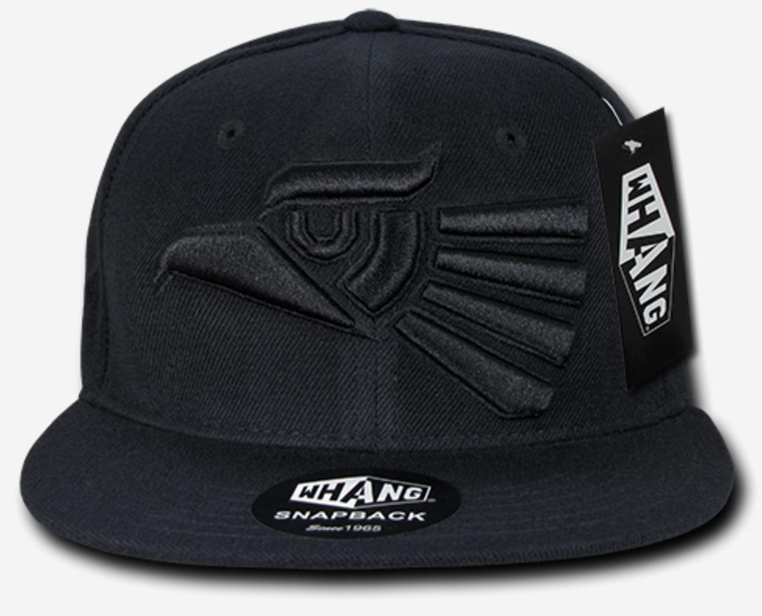 Whang Graphic Snapbacks Mexico Mexican Eagle 6 Panel Flat Bill Hats Caps-Black/Grey-