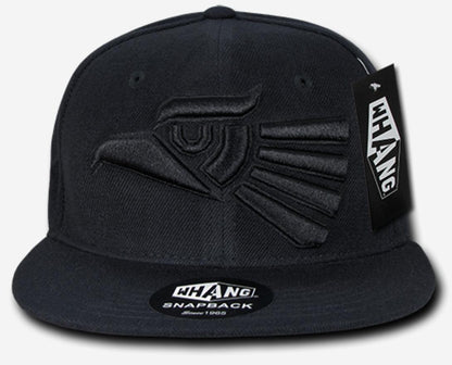 Whang Graphic Snapbacks Mexico Mexican Eagle 6 Panel Flat Bill Hats Caps-Black/Grey-