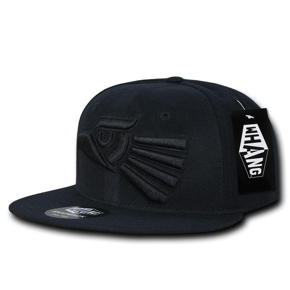 Whang Graphic Snapbacks Mexico Mexican Eagle 6 Panel Flat Bill Hats Caps-Black/Grey-