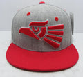 Whang Graphic Snapbacks Mexico Mexican Eagle 6 Panel Flat Bill Hats Caps-Heather Grey/Red-