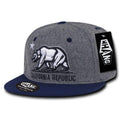Whang Melton Cali Bear California Republic 6 Panel Snapback Hats Caps-Ash/Navy-