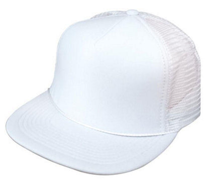 50 Lot Flat Bill Blank 5 Panel Mesh Foam Trucker Baseball Hats Caps Wholesale Bulk-