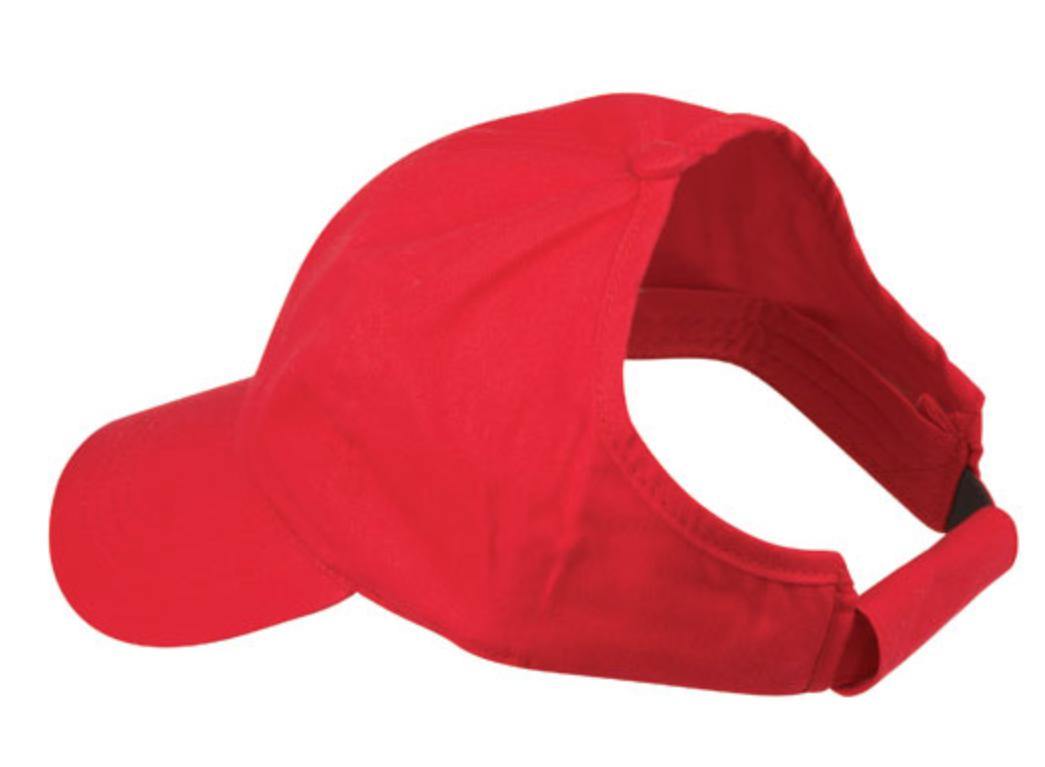 100% Cotton Ponytail Visor Baseball Caps Hats Flex Elastic Closure Womens Girls-RED-