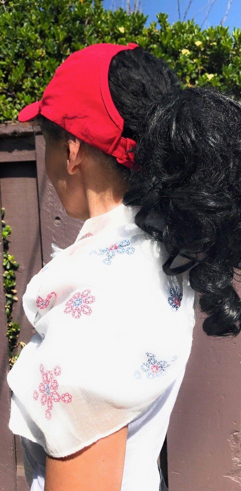 100% Cotton Ponytail Visor Baseball Caps Hats Flex Elastic Closure Womens Girls-RED-