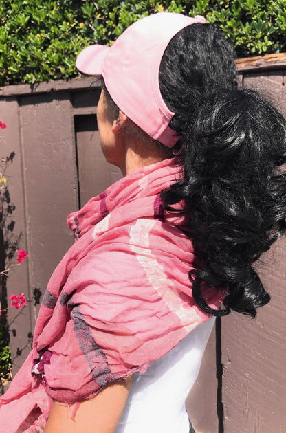 100% Cotton Ponytail Visor Baseball Caps Hats Flex Elastic Closure Womens Girls-RED-