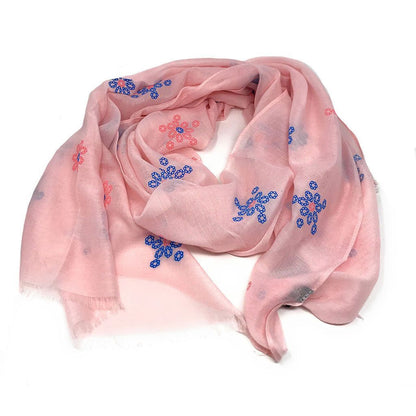 Casaba Women's Scarf Scarves Floral Soft Light Sheer-Pink-