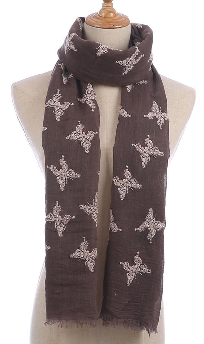 Casaba Women's Scarf Scarves Floral Soft Light Sheer-Pink-