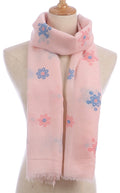 Casaba Women's Scarf Scarves Floral Soft Light Sheer-Pink-