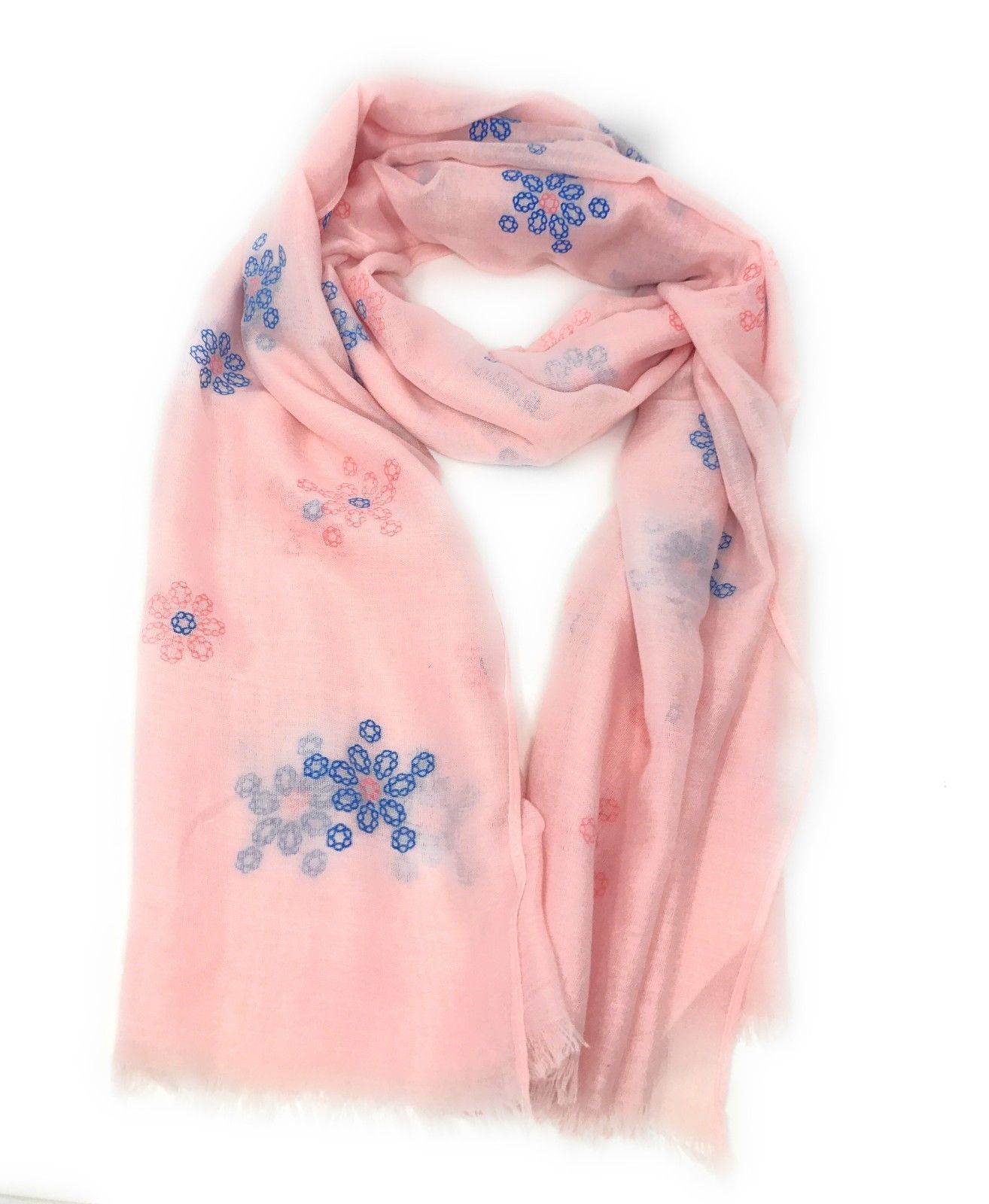 Casaba Women's Scarf Scarves Floral Soft Light Sheer-Pink-