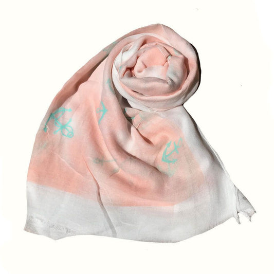 Casaba Women's Scarf Scarves Sailing Anchor Sea Nautical Wheel Soft Sheer-Pink-