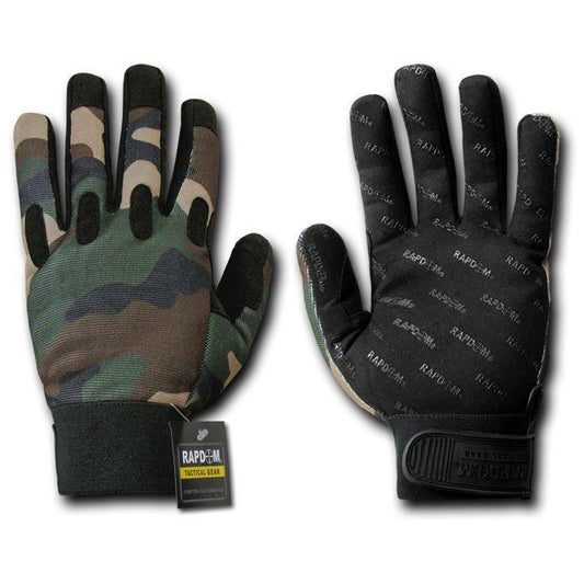 Woodland Forest Camo Camouflage Tactical Hunting Gloves-Small-