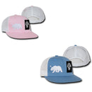 Youth California Cali Bear Trucker Hats Caps Flat Bill Pink Blue-SKY/WHITE- 2 image